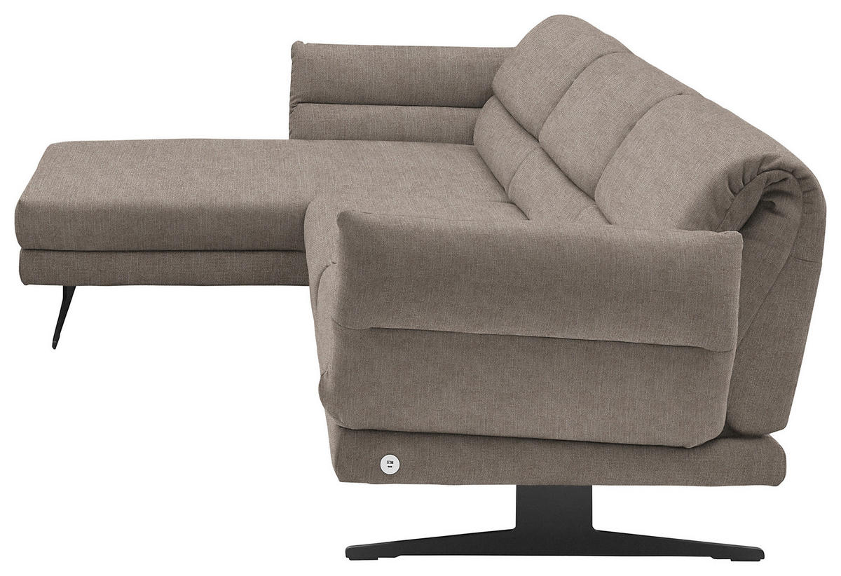 ECKSOFA in Flachgewebe Taupe  - Taupe/Schwarz, Design, Textil/Metall (176-217/279-327cm) - Dieter Knoll