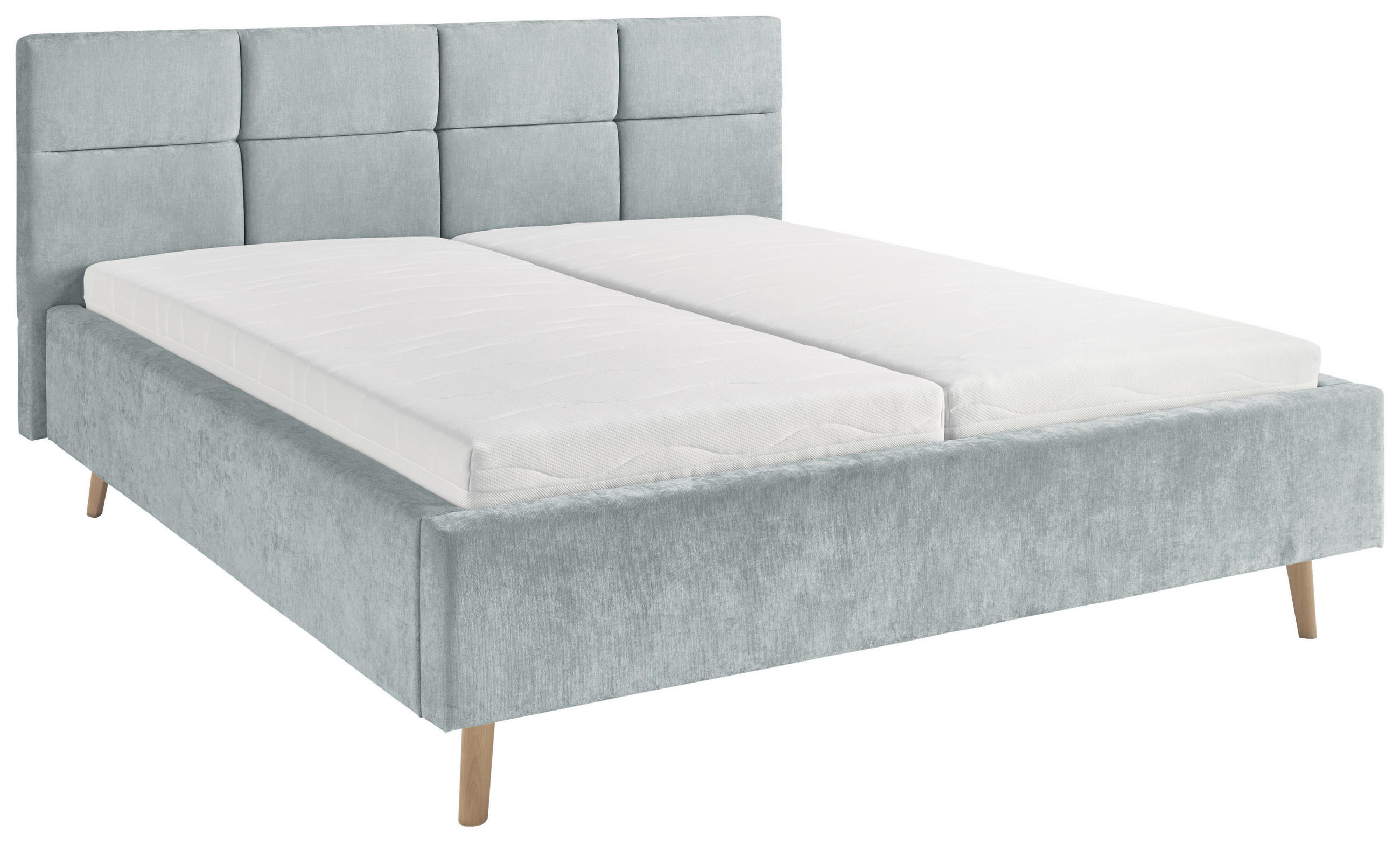 POLSTERBETT 180/200 cm,  in Hellblau,  - Eichefarben/Hellblau, KONVENTIONELL, Holz/Textil (180/200cm) - SetOne by Musterring