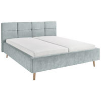 POLSTERBETT 180/200 cm,  in Hellblau,  - Eichefarben/Hellblau, KONVENTIONELL, Holz/Textil (180/200cm) - SetOne by Musterring