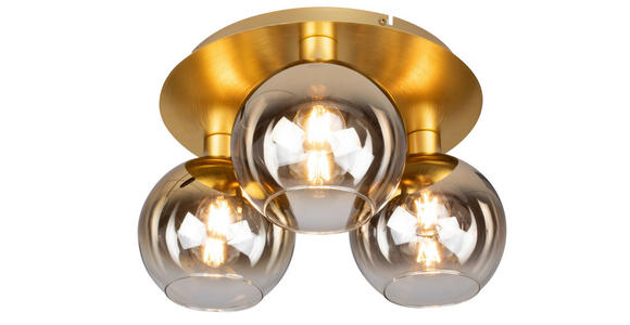 DECKENLEUCHTE Gold 50/2/24,5 cm   - Goldfarben, Design, Glas/Metall (50/2/24,5cm) - Dieter Knoll