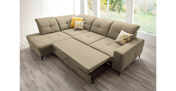 ECKSOFA in Chenille Beige 240/308 cm - Beige/Schwarz, Design, Textil/Metall (240/308cm) - Xora
