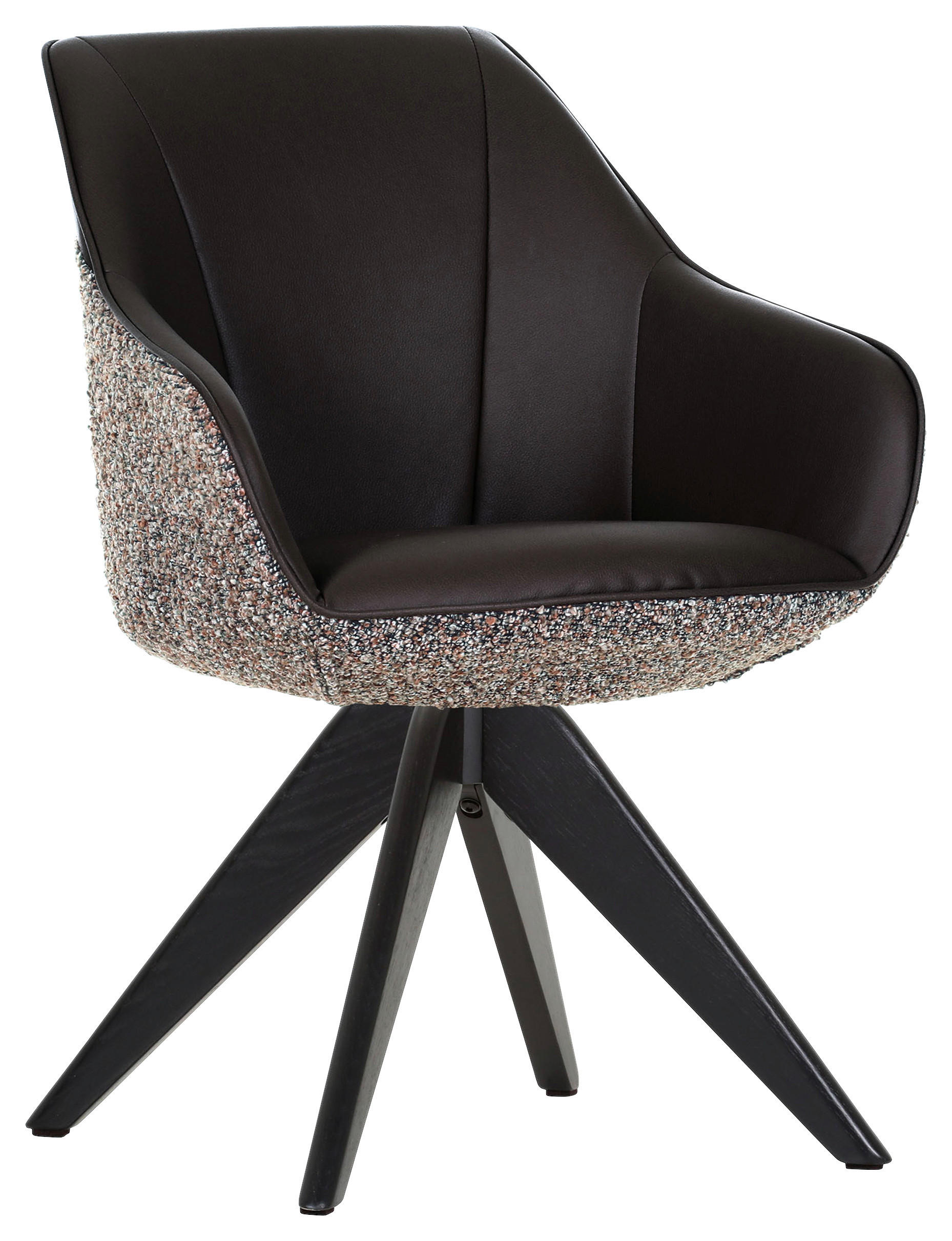 ARMLEHNSTUHL  in Chenille, Lederlook  - Dunkelbraun/Schwarz, KONVENTIONELL, Holz/Textil (60/83/65cm) - Landscape