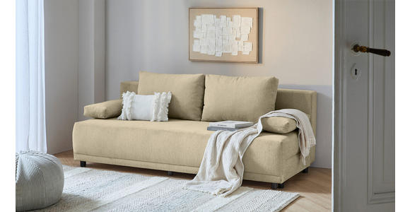 SCHLAFSOFA in Chenille Beige  - Beige/Schwarz, KONVENTIONELL, Kunststoff/Textil (201/72/98cm) - Carryhome