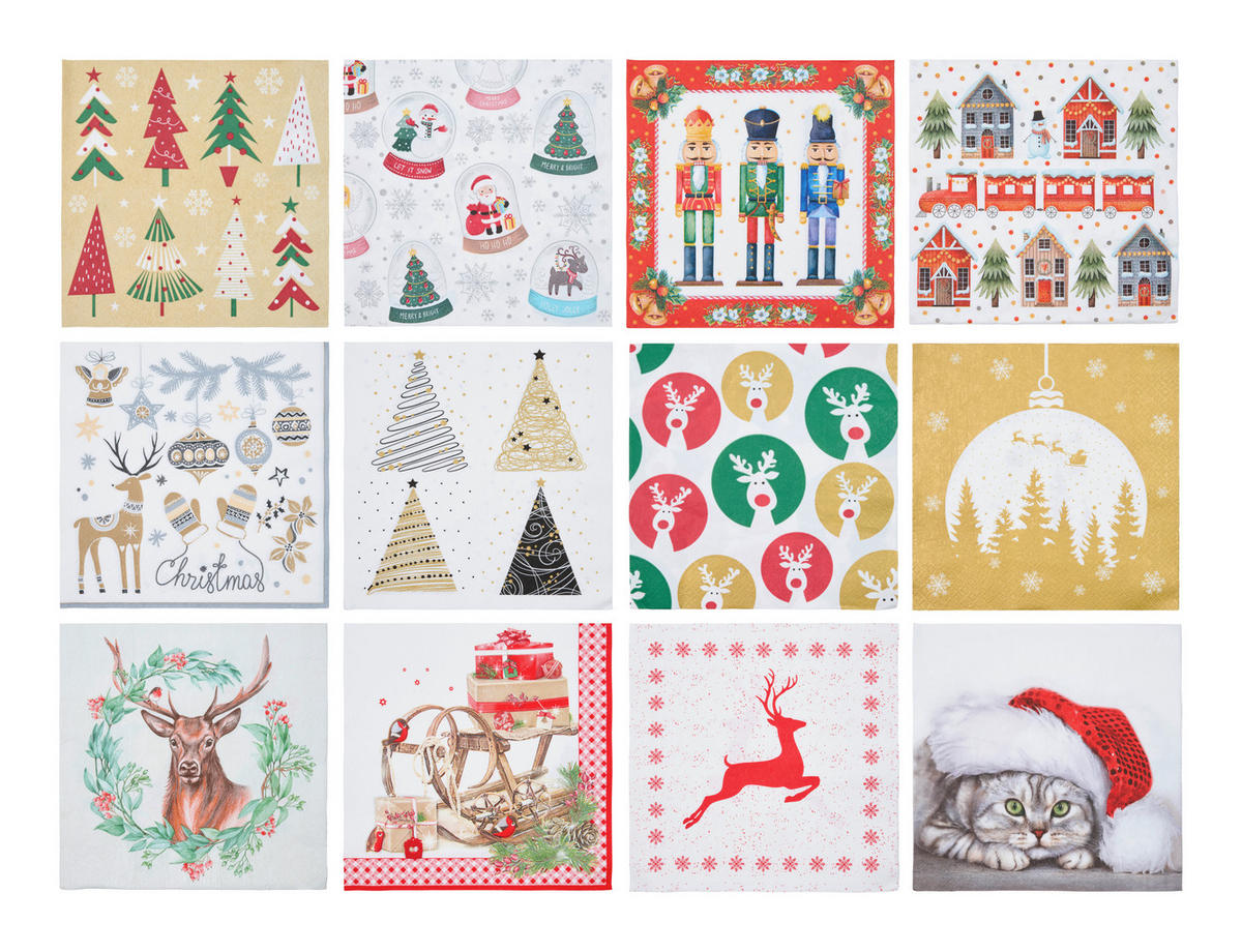 SERVIETTE  40/40 cm   - Multicolor, LIFESTYLE, Papier (40/40cm) - X-Mas