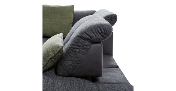ECKSOFA  in Chenille, Mikrofaser Schwarz, Dunkelgrau  313/242 cm  - Chromfarben/Dunkelgrau, Design, Textil (313/242cm) - Xora