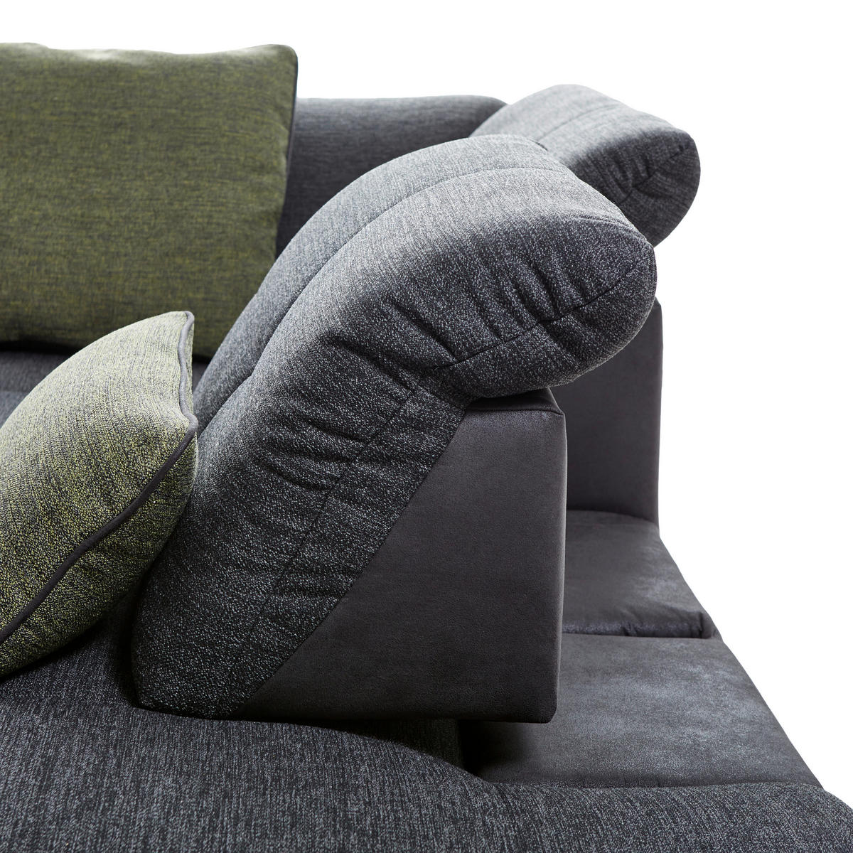 ECKSOFA Schwarz, Dunkelgrau Chenille, Mikrofaser  - Chromfarben/Dunkelgrau, Design, Textil (242/313cm) - Xora