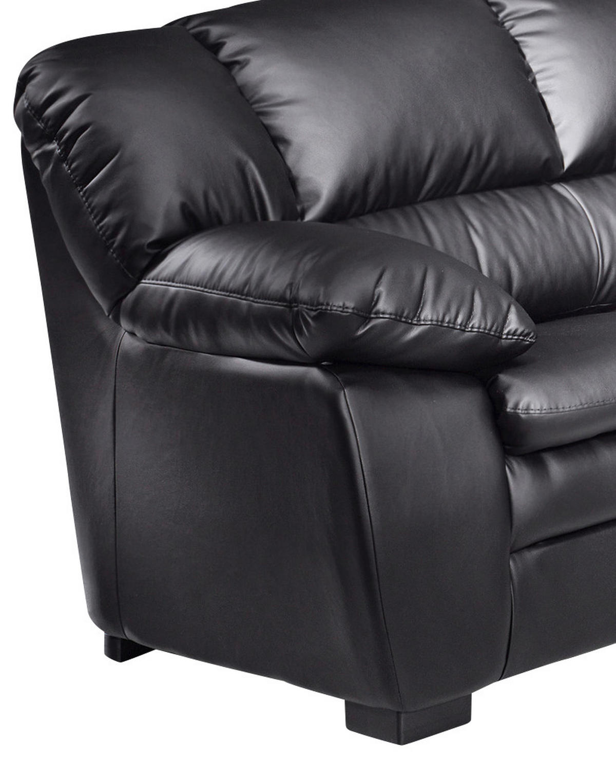 2-SITZER-SOFA Lederlook Schwarz  - Schwarz, KONVENTIONELL, Kunststoff/Textil (159/88/92cm) - MID.YOU
