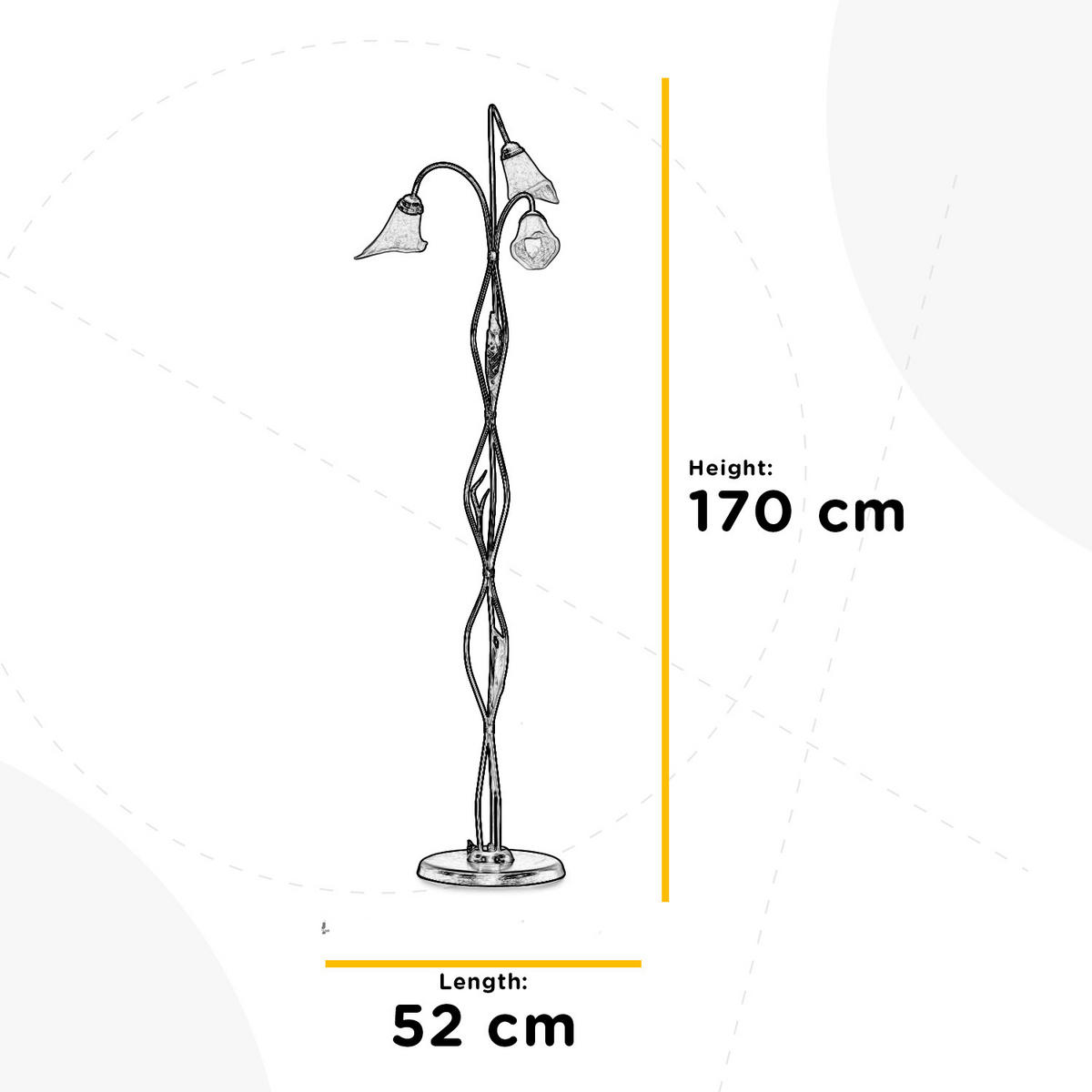 STEHLEUCHTE 52/170 cm    - Bronzefarben, KONVENTIONELL, Glas/Metall (52/170cm)