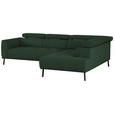 ECKSOFA in Struktur Grün  280/205 cm  - Schwarz/Grün, Design, Textil/Metall (280/205cm) - Xora