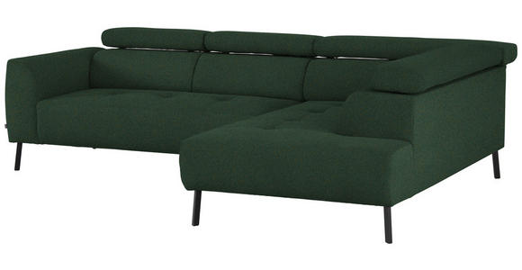 ECKSOFA in Struktur Grün  280/205 cm  - Schwarz/Grün, Design, Textil/Metall (280/205cm) - Xora