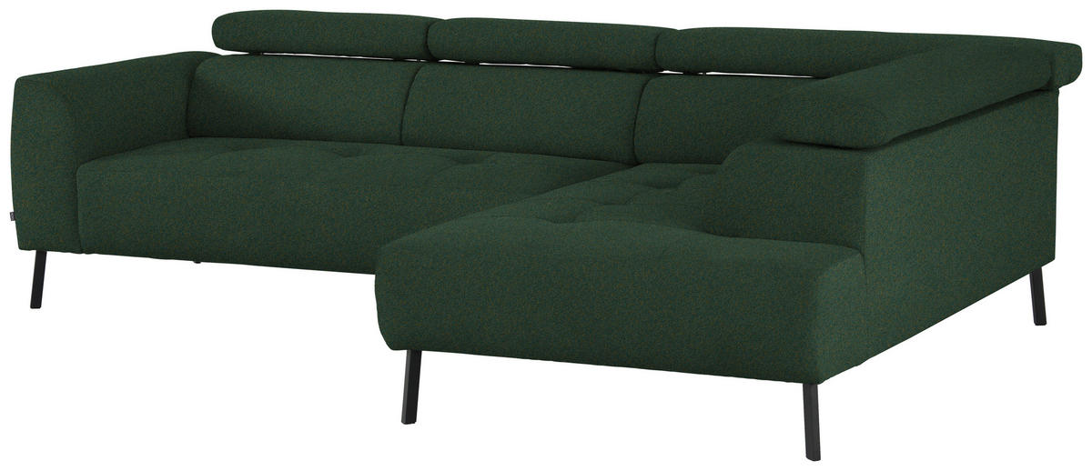 ECKSOFA in Struktur Grün  280/205 cm  - Schwarz/Grün, Design, Textil/Metall (280/205cm) - Xora