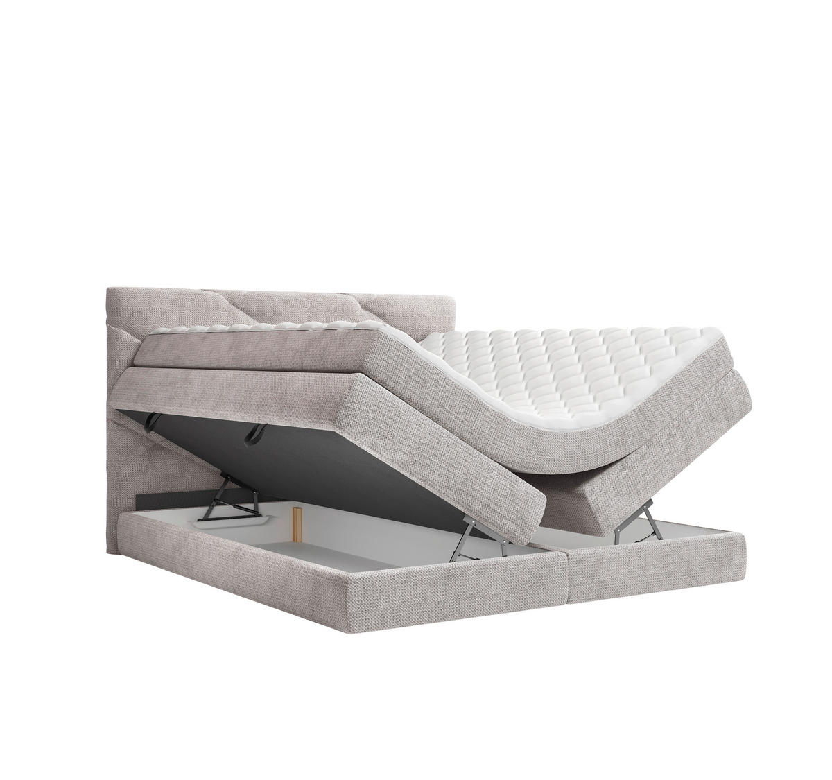 BOXSPRINGBETT 160/200 cm,  in Kaschmir, Bettkasten, Matratzen, H2 + H3 = mittel + fest  - Kaschmir/Schwarz, KONVENTIONELL, Kunststoff/Textil (160/200cm) - Carryhome