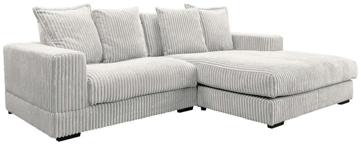 ECKSOFA in Cord Weiß  285/195 cm  - Schwarz/Weiß, Design, Kunststoff/Textil (285/195cm) - MID.YOU