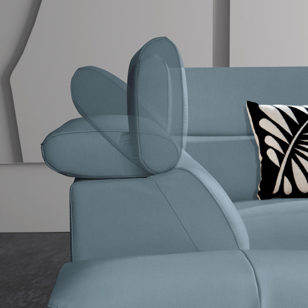 ECKSOFA Blaugrau Echtleder  - Blaugrau/Schwarz, Design, Leder/Metall (281/225cm) - Celina Home