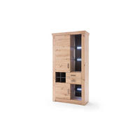 VITRINENKOMBINATION in Anthrazit, Eichefarben  - Eichefarben/Anthrazit, Design, Glas/Holzwerkstoff (110/211/45cm) - Livetastic