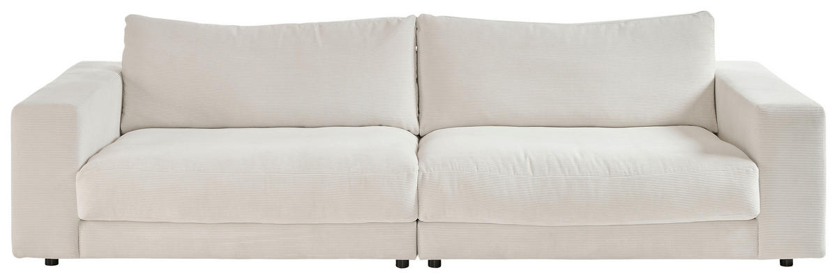 MEGASOFA in Feincord Weiss  - Weiss/Schwarz, Design, Kunststoff/Textil (290/86/127cm) - Pure Home Lifestyle