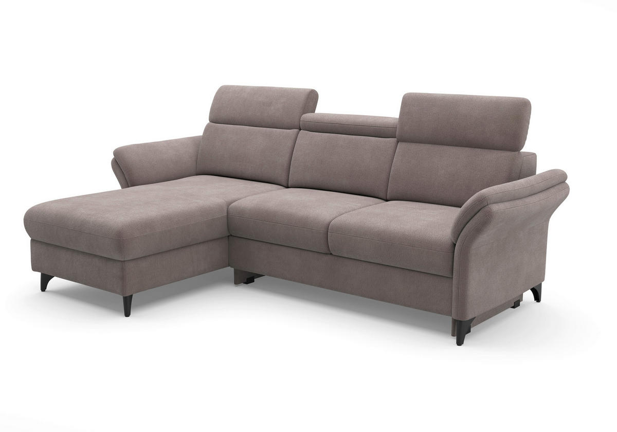 ECKSOFA GLENDALE E Taupe Flachgewebe  - Taupe/Schwarz, KONVENTIONELL, Textil/Metall (166/253cm) - Sit & More