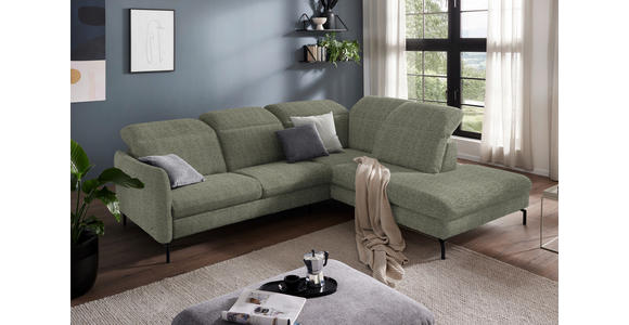 ECKSOFA in Flachgewebe Grün 299-313/233 cm - Schwarz/Grün, Design, Textil/Metall (299-313/233cm) - Dieter Knoll