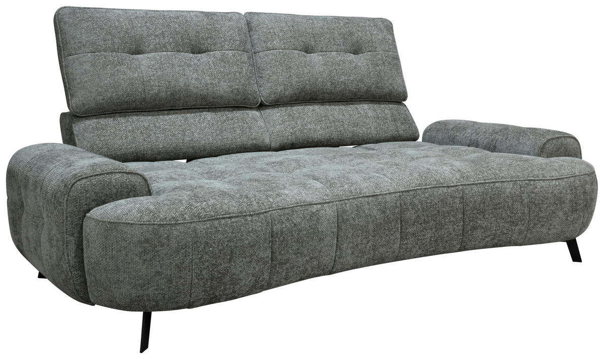 2-SITZER-SOFA Chenille Grau  - Schwarz/Grau, Design, Kunststoff/Textil (230/84/104/111/122cm) - Livetastic