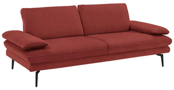 3-SITZER-SOFA in Velours Koralle - Koralle/Beige, Design, Textil/Metall (222/89/104cm) - Dieter Knoll