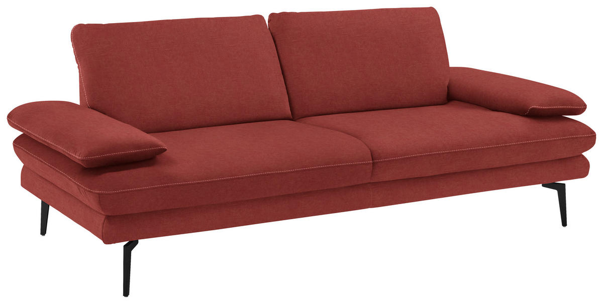 3-SITZER-SOFA in Velours Koralle  - Koralle/Beige, Design, Textil/Metall (222/89/104cm) - Dieter Knoll