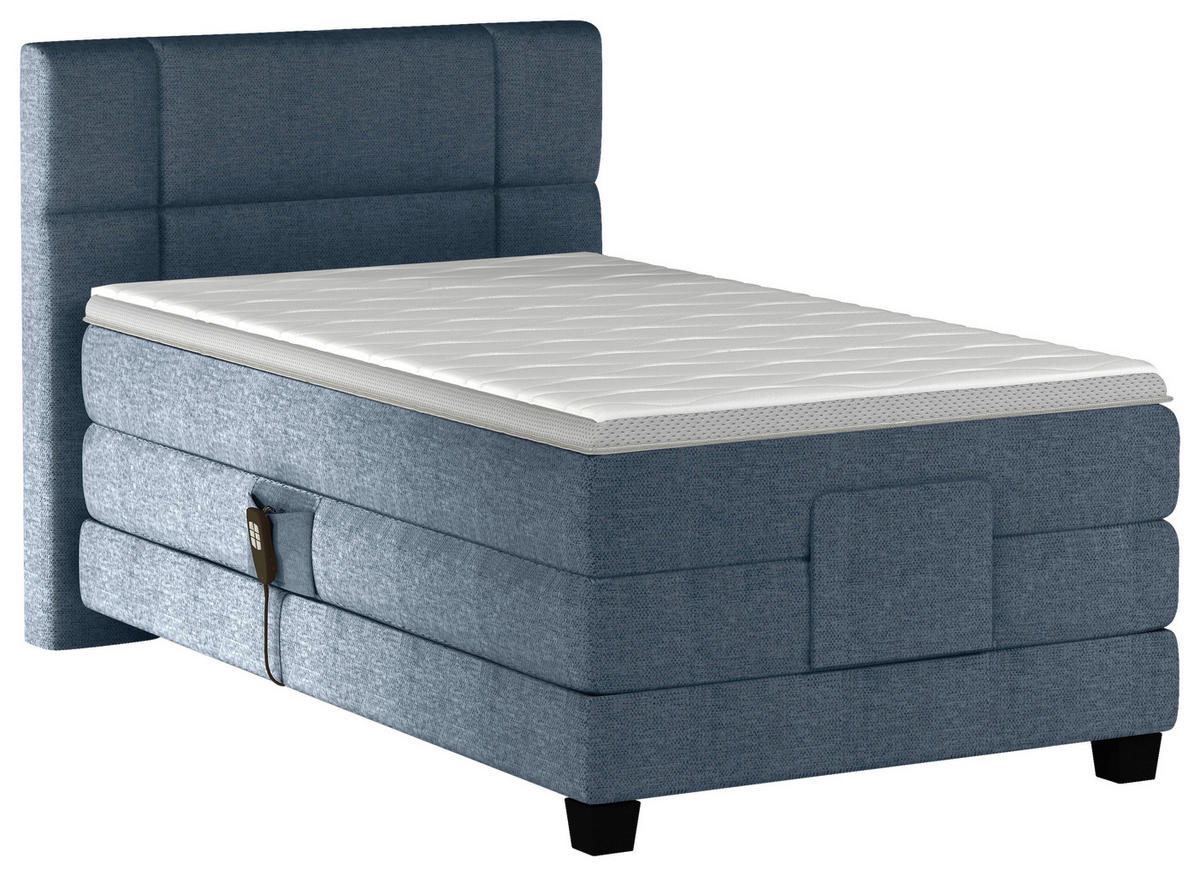 BOXSPRINGBETT 90/200 cm  in Dunkelblau  - Schwarz/Dunkelblau, KONVENTIONELL, Holz/Kunststoff (90/200cm) - Esposa
