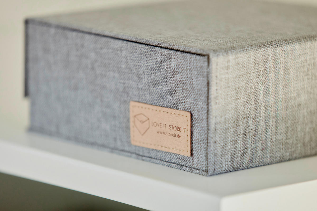 UHRENBOX - Hellgrau, Basics, Karton/Textil (16,50/16,50/7cm) - Store It