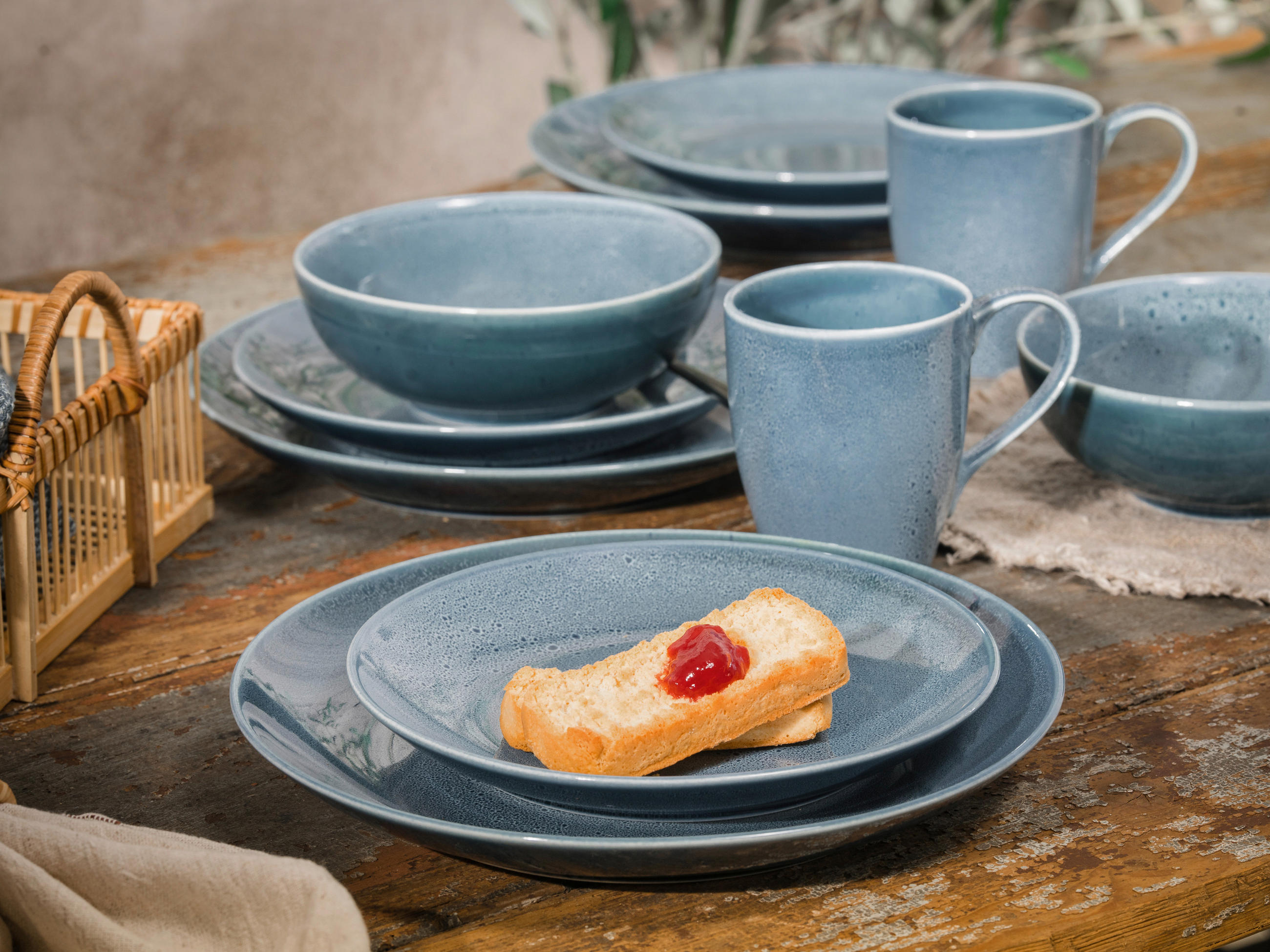 KOMBISERVICE Blau 16-teilig  - Blau, Keramik (34/31/33cm) - Creatable