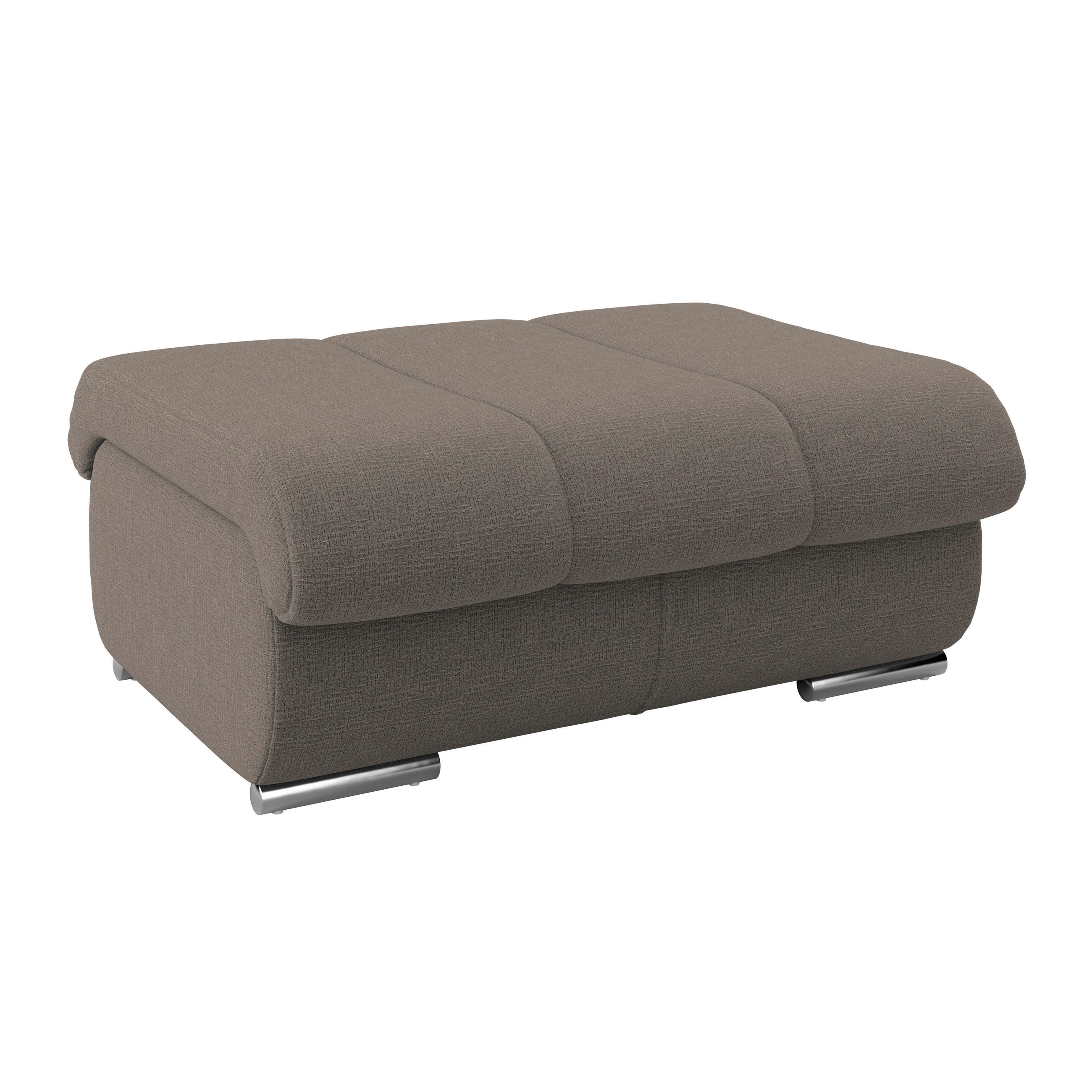 HOCKER Textil Dunkelbraun  - Chromfarben/Dunkelbraun, Modern, Textil/Metall (100/43/80cm) - Livetastic