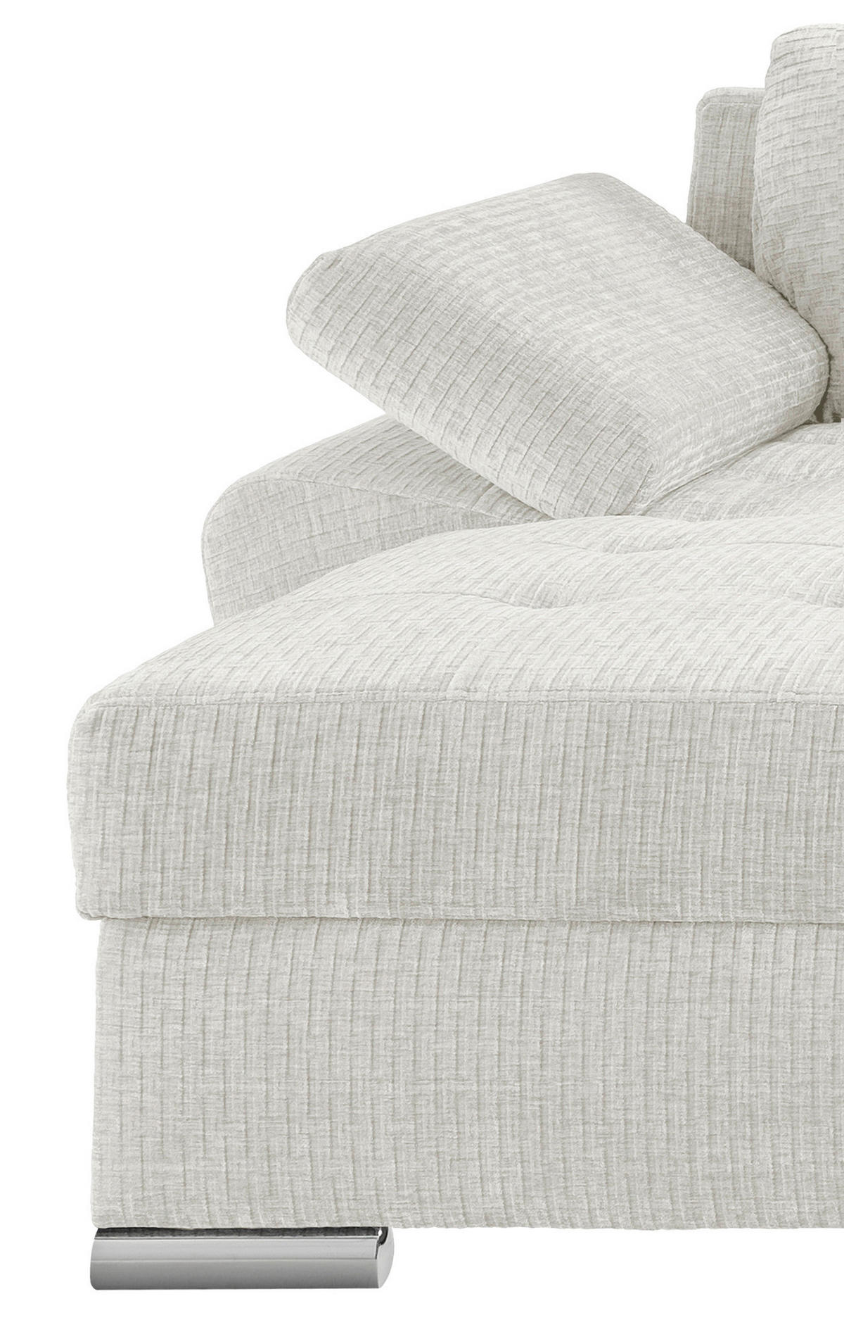WOHNLANDSCHAFT Creme Mikrofaser  - Chromfarben/Creme, KONVENTIONELL, Textil/Metall (157/305/219cm) - Livetastic