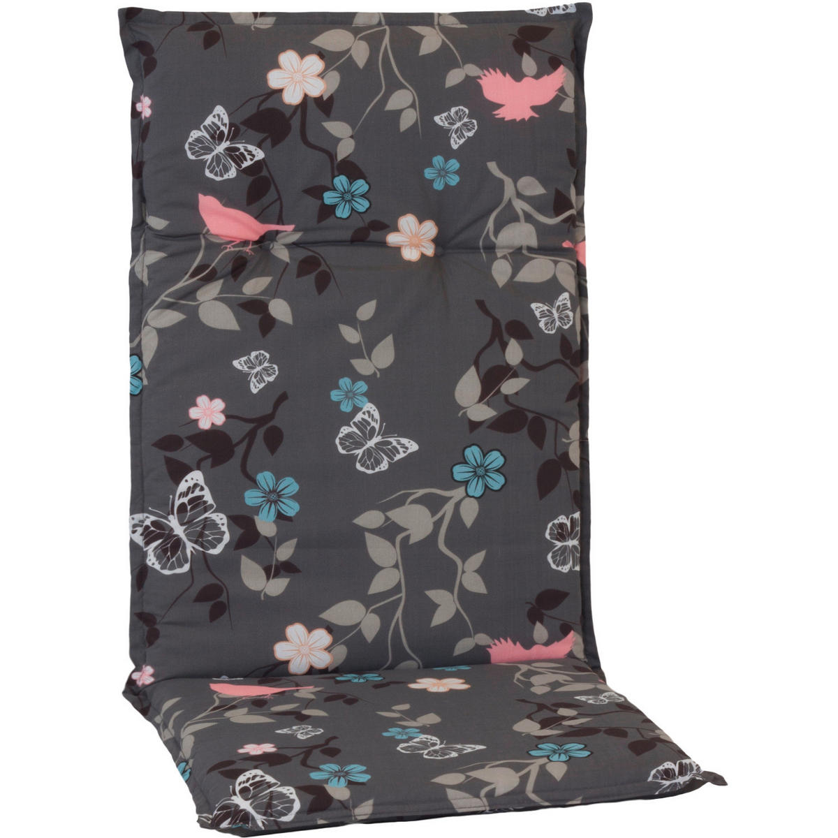 SESSELAUFLAGENSET in Grau, Rosa Vogel  - Rosa/Grau, Basics, Textil (118/50/6cm) - Gardenson