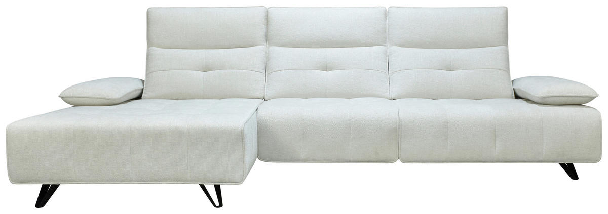 ECKSOFA Creme Chenille  - Creme/Schwarz, Design, Kunststoff/Textil (162/314cm) - Livetastic