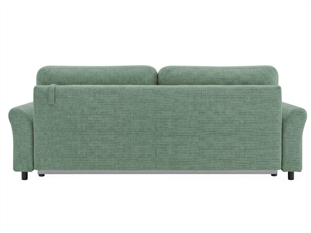 SCHLAFSOFA Flachgewebe, Struktur Grün  inkl. Zierkissen, Rückenkissen, Bettkasten, Schlaffunktion, Rücken echt  - Schwarz/Grün, Design, Textil (244/88/100cm) - P & B