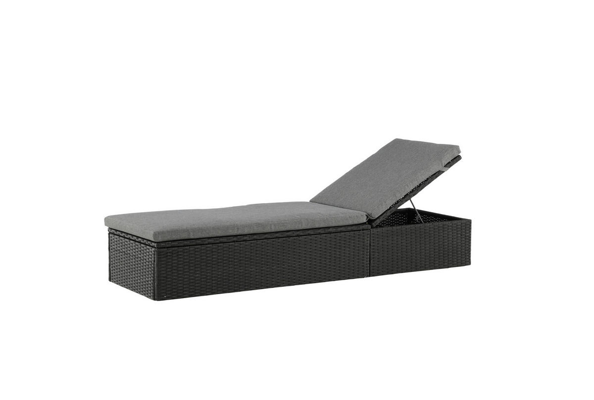 SONNENLIEGE 60.5/37.5/198 cm  - Schwarz/Grau, KONVENTIONELL, Kunststoff/Textil (60.5/37.5/198cm) - Gardenson