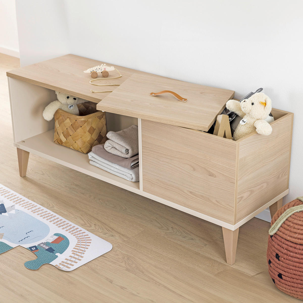LOWBOARD Mila & Ben  in 129/53,4/40,1 cm  - Beige/Buchefarben, Basics, Holzwerkstoff (129/53,4/40,1cm) - Paidi