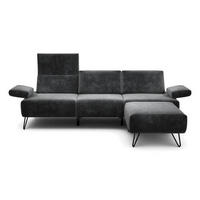 3-SITZER-SOFA in Samt Anthrazit  - Anthrazit/Schwarz, Design, Textil/Metall (234-264/85/86-94cm) - SENSOO