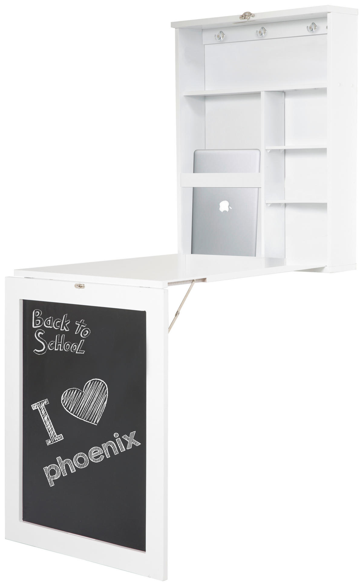 SCHREIBTISCH 75,5/60/149 cm Weiß ausziehbar, klappbar, Regal  - Weiß, KONVENTIONELL, Holzwerkstoff (75,5/60/149cm) - MID.YOU