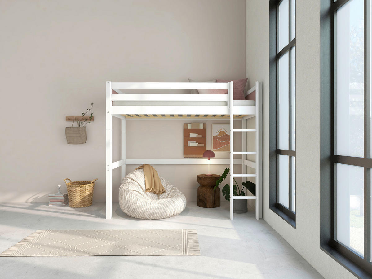 HOCHBETT 90/200 cm,  in Absturzsicherung, Leiter, Rollrost  - Rosa/Weiß, MODERN, Holz (90/200cm) - Chameo