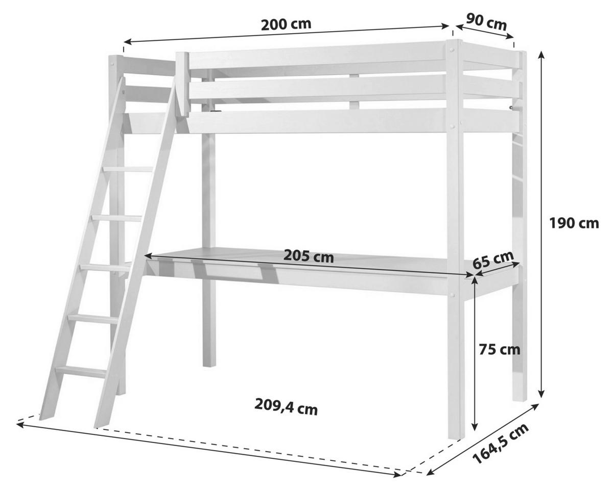 HOCHBETT 90/200 cm Weiß Weiß  - Weiß/Kieferfarben, Basics, Holz (90/200cm) - MID.YOU