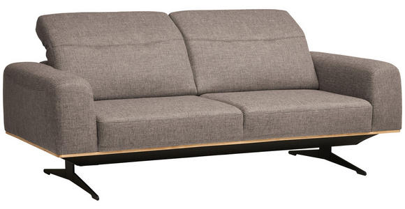 3-SITZER-SOFA in Struktur Cappuccino  - Schwarz/Cappuccino, Design, Textil/Metall (205/76-97/102cm) - Novel