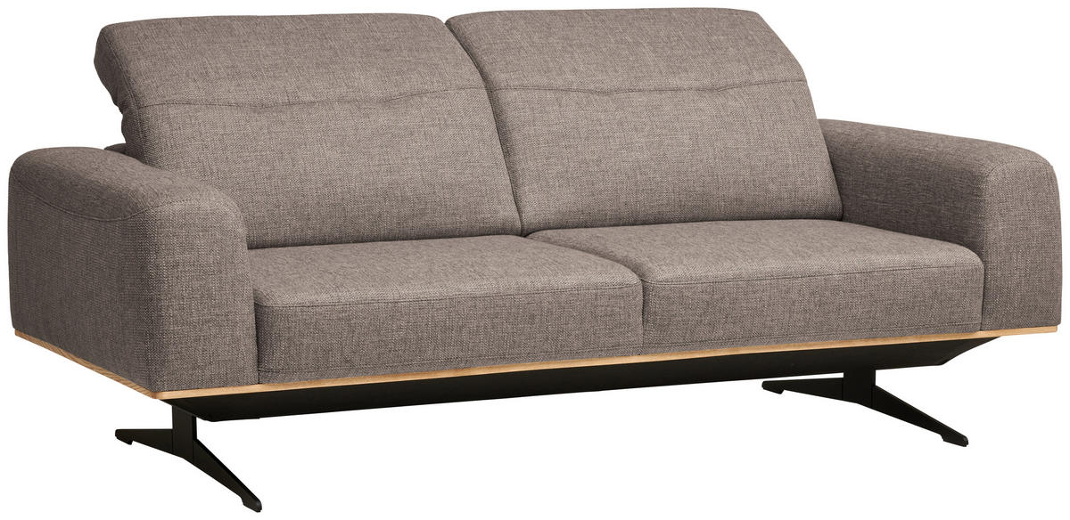 3-SITZER-SOFA in Struktur Cappuccino  - Schwarz/Cappuccino, Design, Textil/Metall (205/76-97/102cm) - Novel