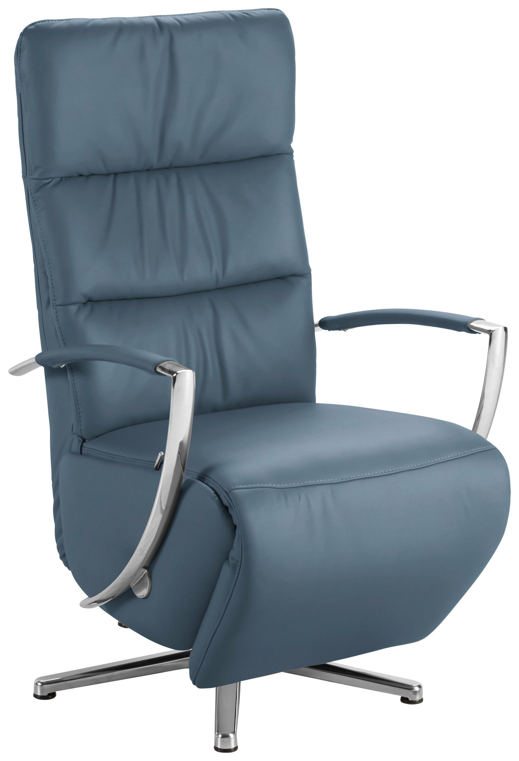 RELAXSESSEL in Leder Blaugrau  - Chromfarben/Blaugrau, Design, Leder/Metall (64/112/80cm) - Cantus
