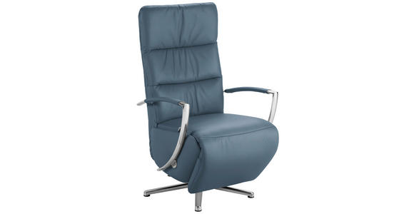 RELAXSESSEL in Leder Blaugrau - Chromfarben/Blaugrau, Design, Leder/Metall (64/112/80cm) - Cantus