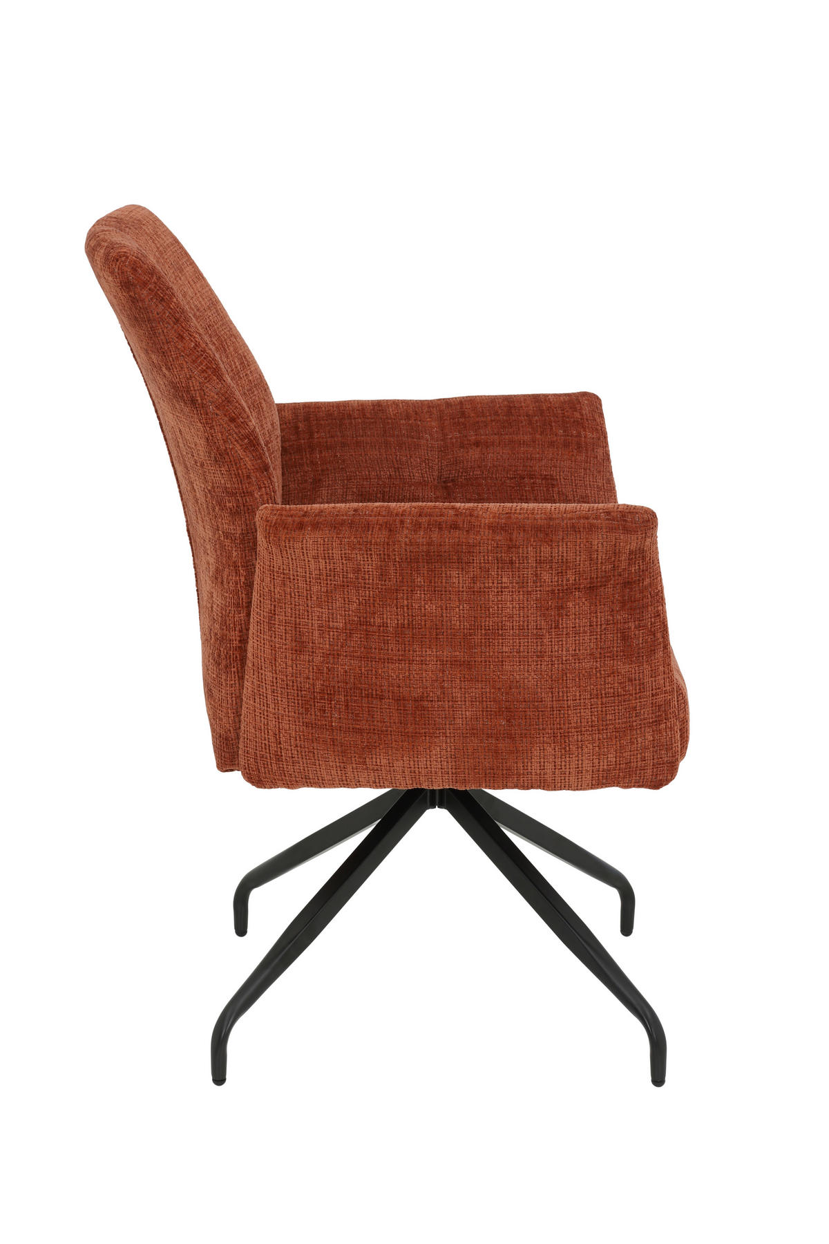 ARMLEHNSTUHL 1 Stück erweiterbar, Sitzfläche 360° drehbar, inklusive Armlehnen, ergonomische Rückenlehne, gepolsterte Armlehnen Webstoff, Mikrofaser  - Schwarz/Kupferfarben, MODERN, Textil/Metall (71/93/68cm) - MID.YOU