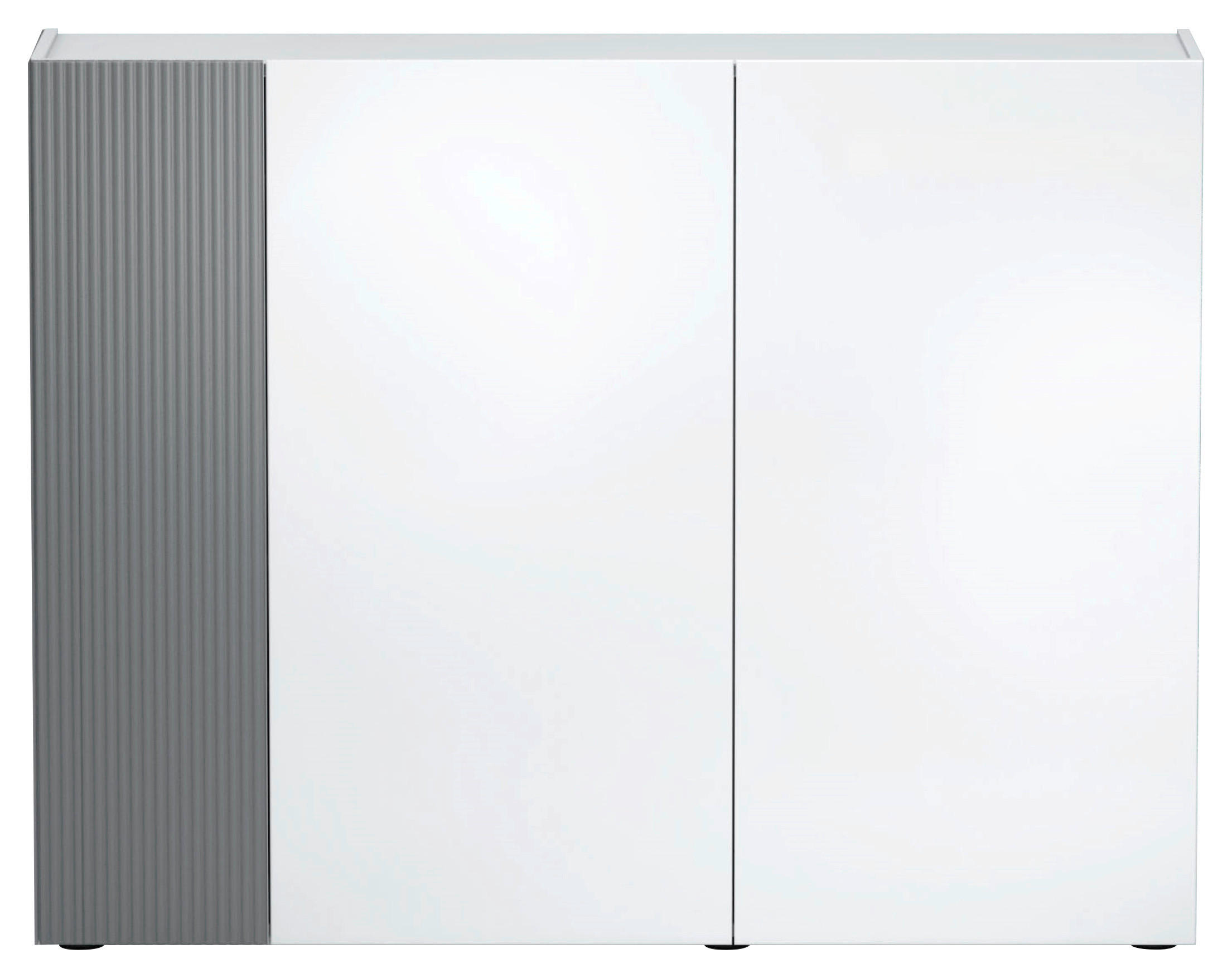 SCHUHSCHRANK Grau, Weiß  - Schwarz/Weiß, Design, Glas/Holzwerkstoff (145/113/34cm) - Voleo
