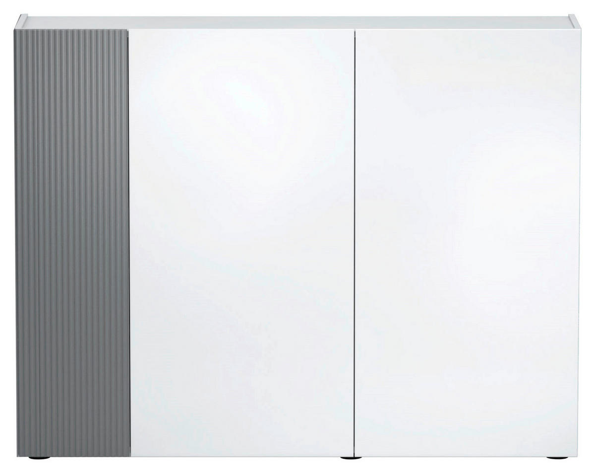 SCHUHSCHRANK Grau, Weiß  - Schwarz/Weiß, Design, Glas/Holzwerkstoff (145/113/34cm) - Voleo