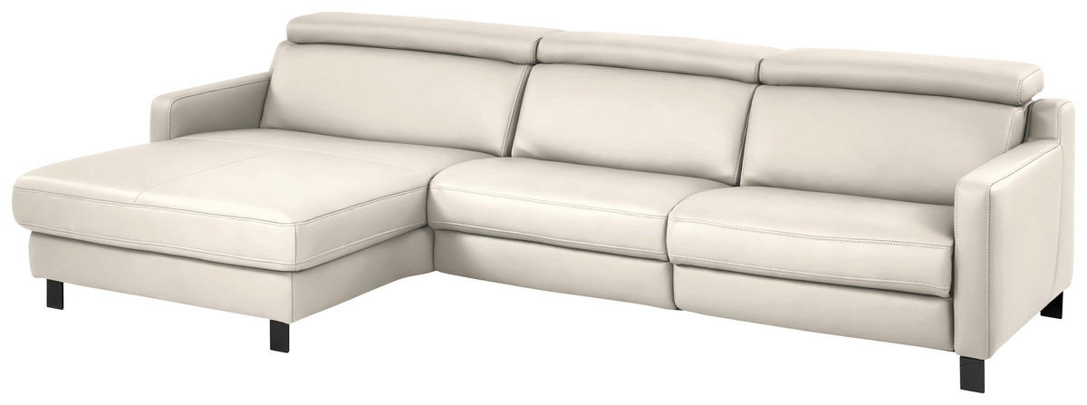 ECKSOFA Echtleder Beige  - Beige/Schwarz, Design, Leder/Metall (176/291cm) - Valdera