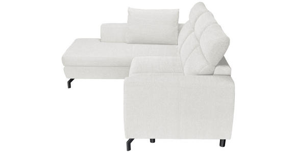 ECKSOFA Weiß Chenille Zierkissen, Bettkasten, Schlaffunktion, Rücken echt, Kopfteilverstellung, Liegefläche im Originalstoff  - Schwarz/Weiß, KONVENTIONELL, Textil/Metall (185/266cm) - Carryhome