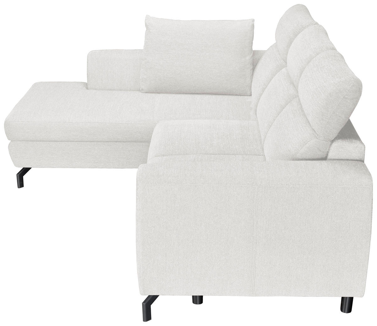 ECKSOFA Weiß Chenille  - Schwarz/Weiß, KONVENTIONELL, Textil/Metall (185/266cm) - Carryhome