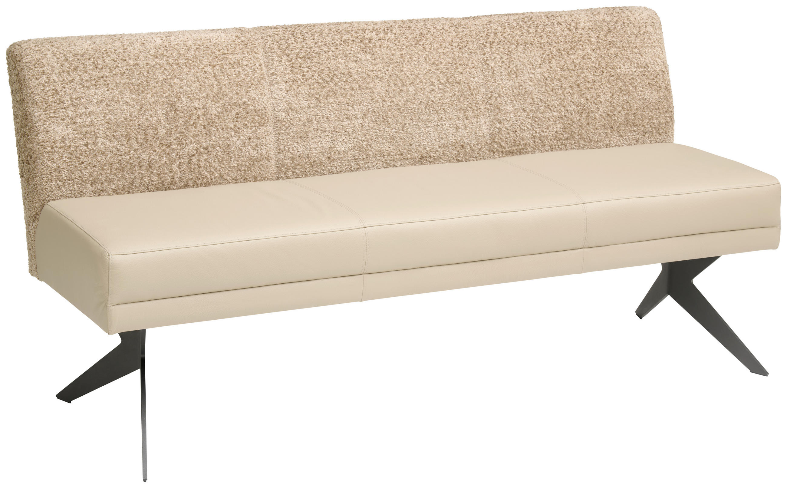 SITZBANK in Textil, Leder Beige, Cappuccino  - Anthrazit/Beige, Design, Leder/Textil (180/90/67cm) - Bert Plantagie